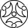 Boudicca Logo - Ein rundes Schwarz-auf-Weiß-Bild. Ein stilisiertes Logo der Mondkrone des keltischen Volksstammes Iceni.