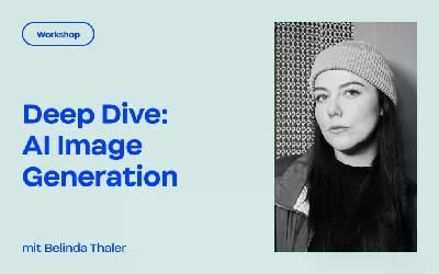 Sujet-Bild zum Workshop der Creative Region in Kooperation mit Creativ Club Austria am 23. September 2026: Deep Dive AI Image Generation mit dem Portrait der Vortragenden Belinda Thaler.
